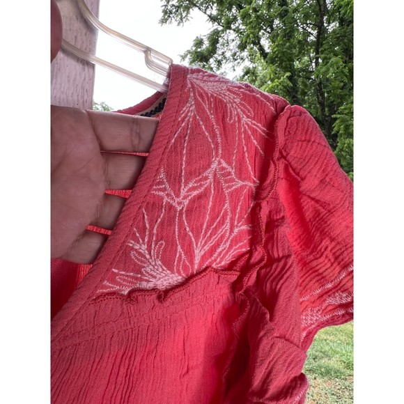 NWT Knox Rose linen-feel top, coral, size M - Picture 4 of 5